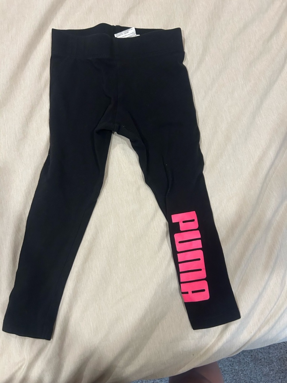Puma Black Leggings with Pink Side Logo